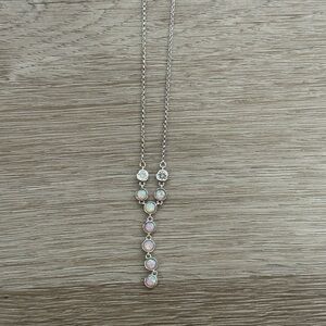 Iridescent Opal and Silver Necklace